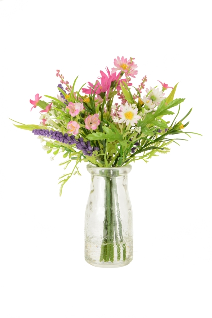 Daisy & Blossom In Milk Bottle