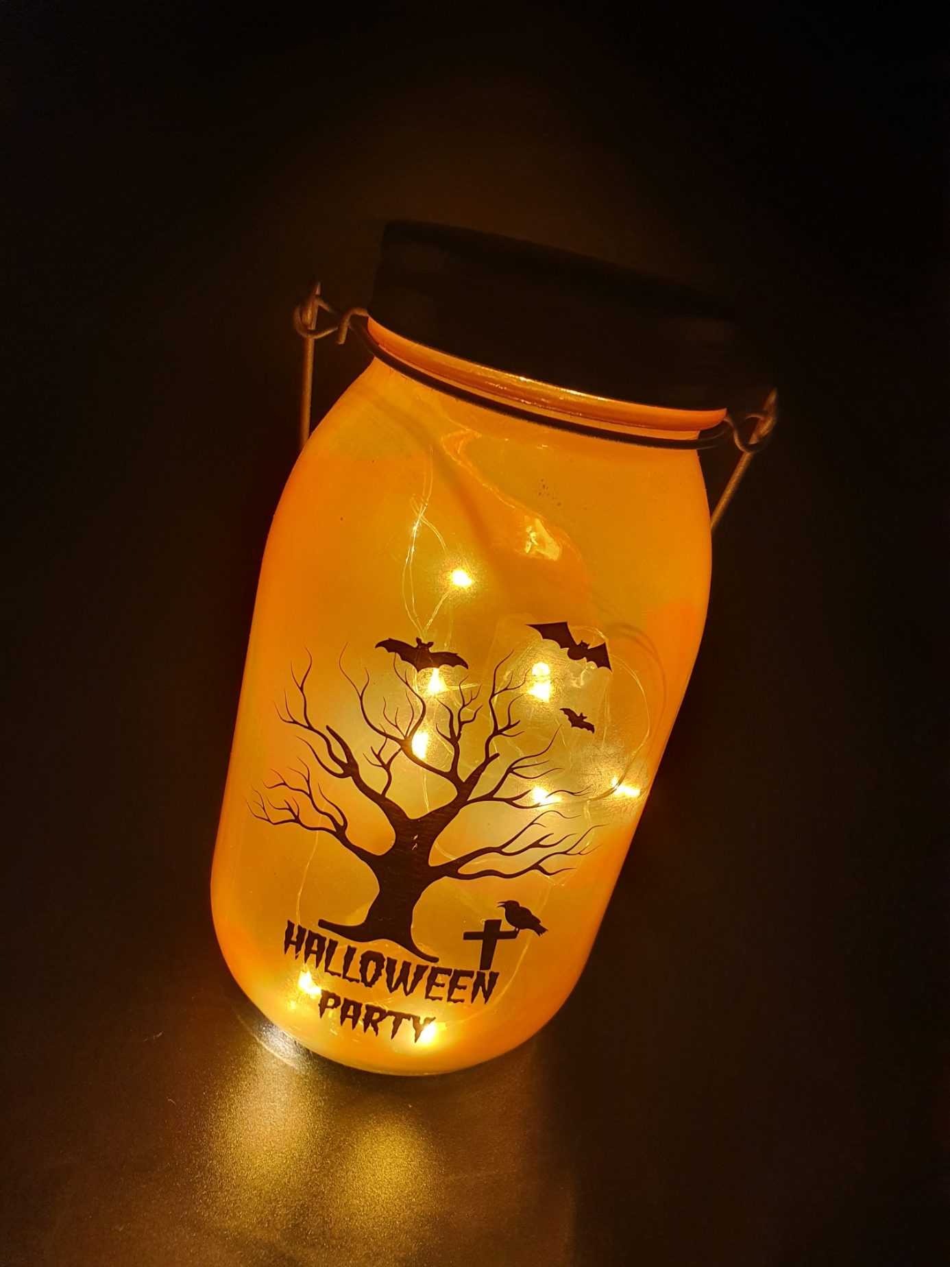 Halloween Light Up Jar Orange