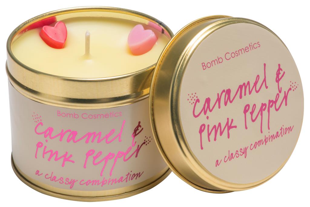 Caramel And Pink Pepper Tin Candle